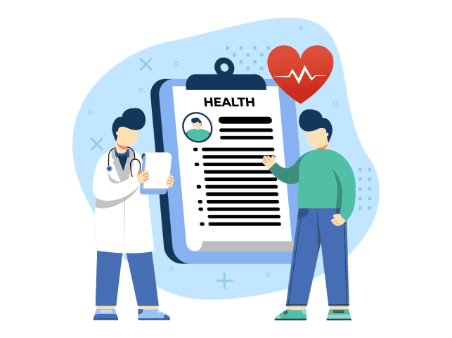 Medical doctor and patient illustration